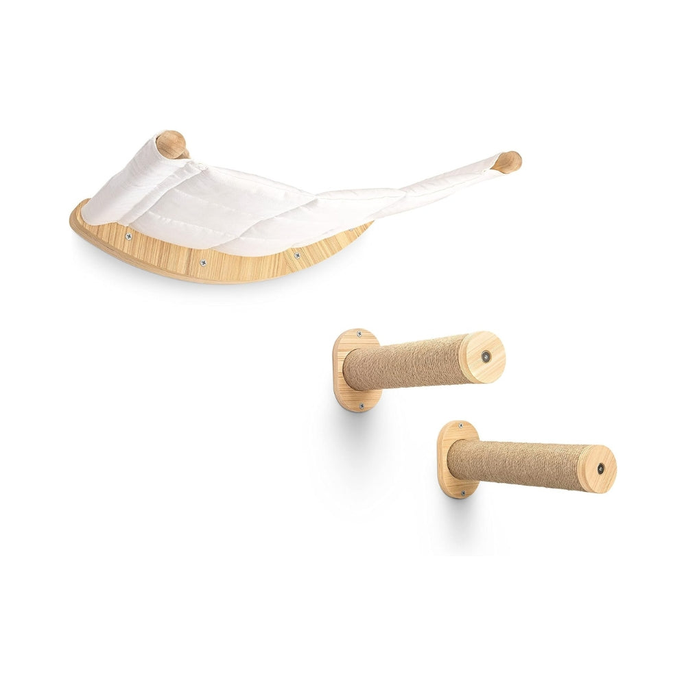 Cat Indoor Activity Centre Wooden Climbing Tube with Sisal Rope Scratching Board