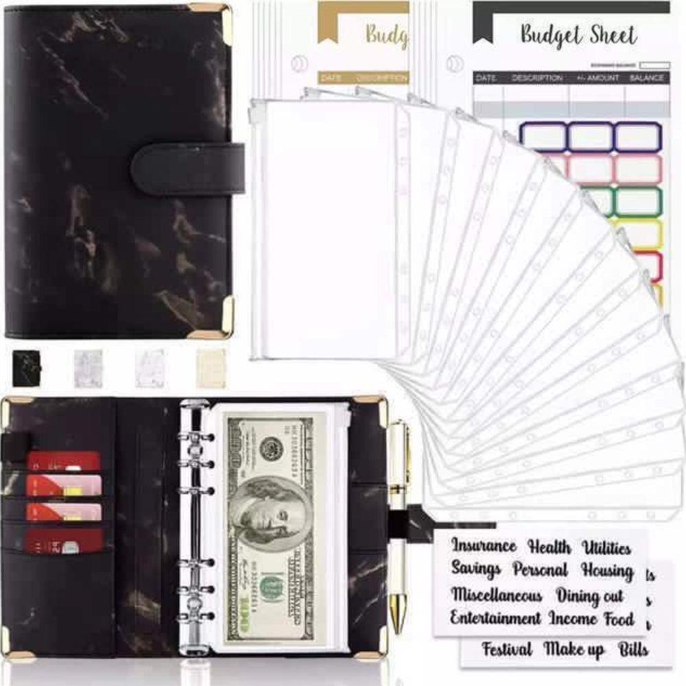 A6 Budget Binder Wallet Planner Cash Organizer with Envelopes