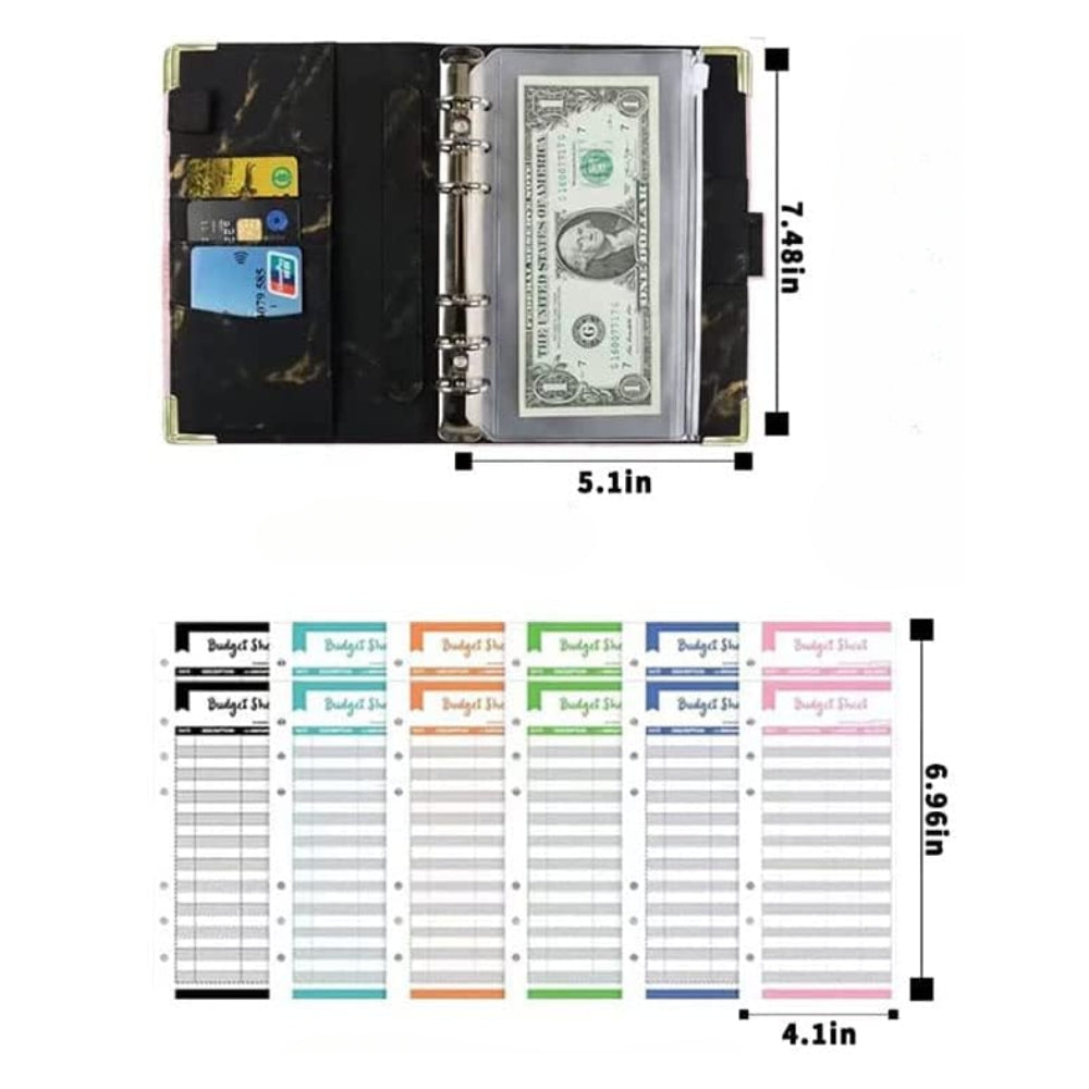 A6 Budget Binder Wallet Planner Cash Organizer with Envelopes