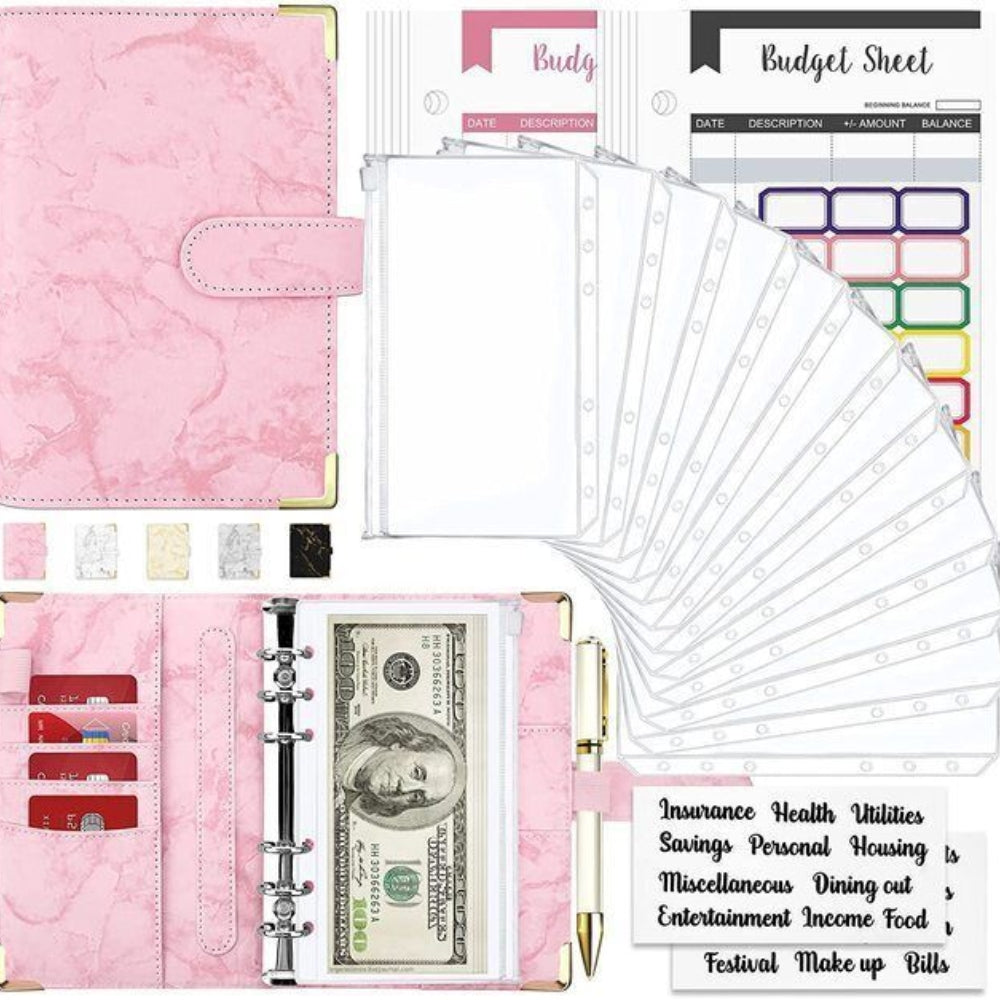 A6 Budget Binder Wallet Planner Cash Organizer with Envelopes