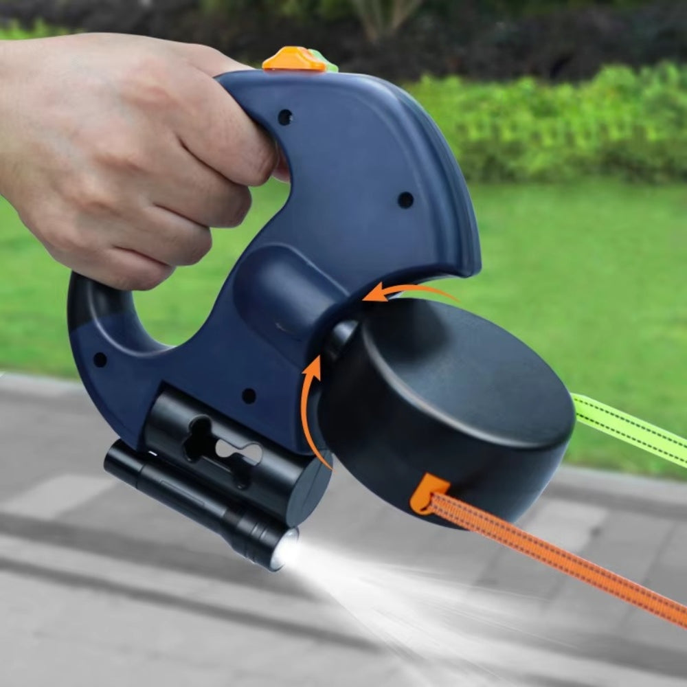 Retractable Dual Dog Leash with LED Light and Independent Braking