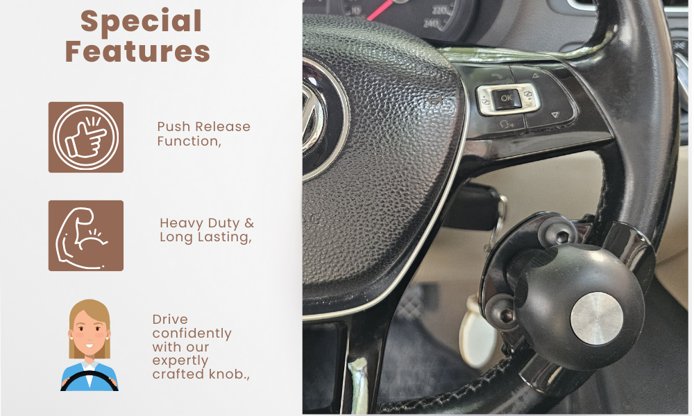 Quick Release Steering Wheel Spinner Knob, Heavy Duty Vehicle Steering Wheel Assist Knob, Ideal for Cars, Trucks, Van, Forklifts, Boats, Disabled Drivers, Universal Fit