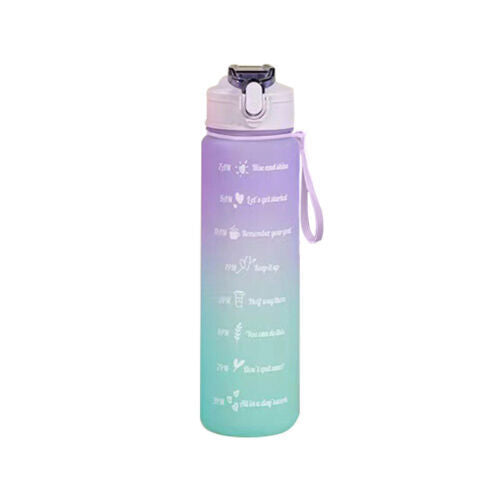 1L Gradient Sports Travel Water Drinking Bottle with Straw and Time Marker