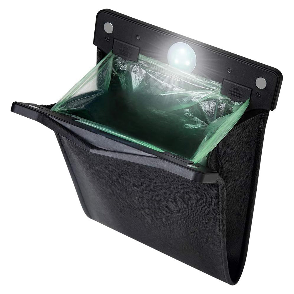 LED Car Trash Can Waterproof PU Smart Leather Car Garbage Bin Battery-Powered
