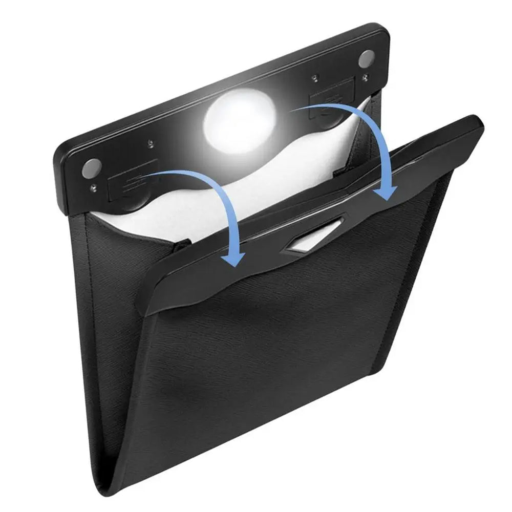 LED Car Trash Can Waterproof PU Smart Leather Car Garbage Bin Battery-Powered