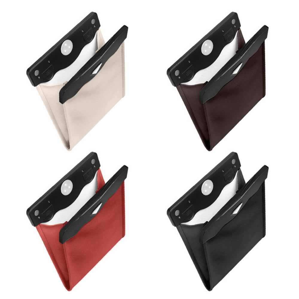 LED Car Trash Can Waterproof PU Smart Leather Car Garbage Bin Battery-Powered