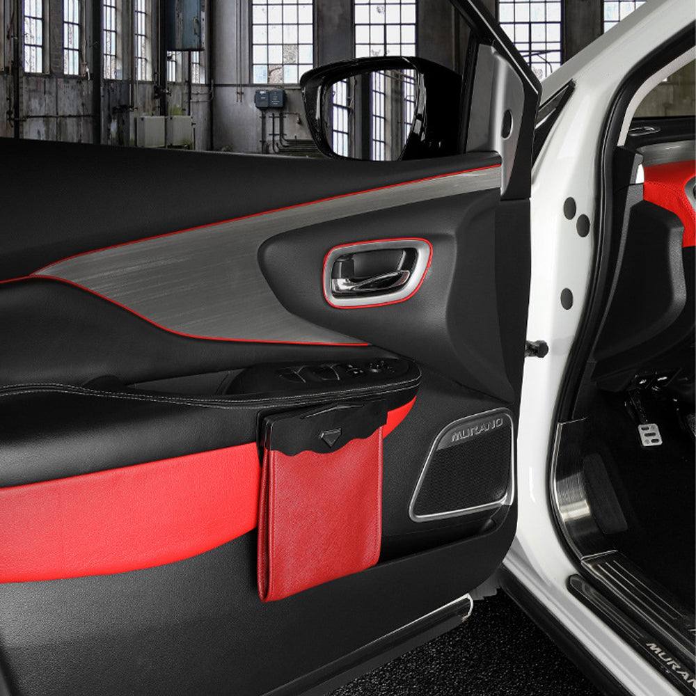 LED Car Trash Can Waterproof PU Smart Leather Car Garbage Bin Battery-Powered