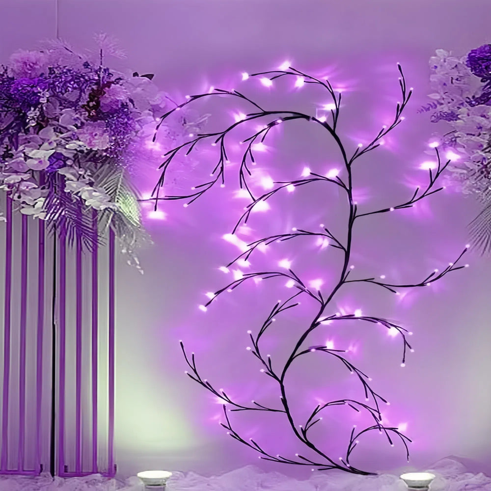 96 LED Bendable Willow Vine Lights with Birch Tree Design and 8 Lighting Modes