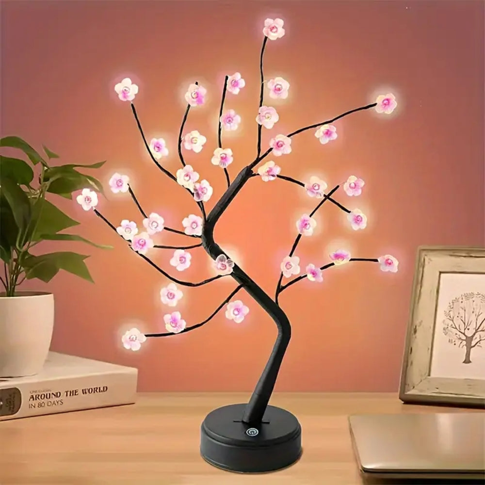LED Table Tree Night Light – Desktop LED Lamp for Home Decoration, Warm White Light, USB Powered