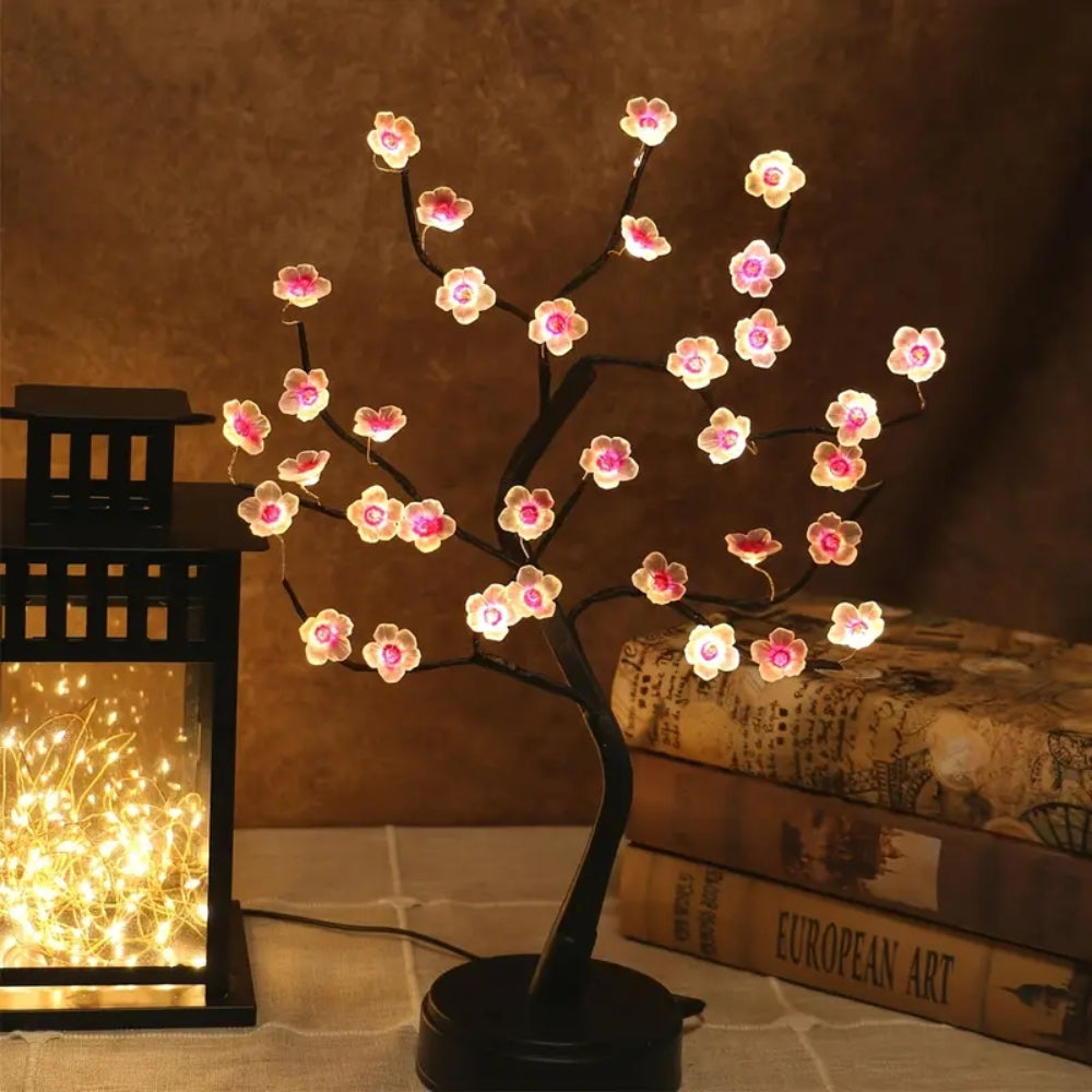 LED Table Tree Night Light – Desktop LED Lamp for Home Decoration, Warm White Light, USB Powered
