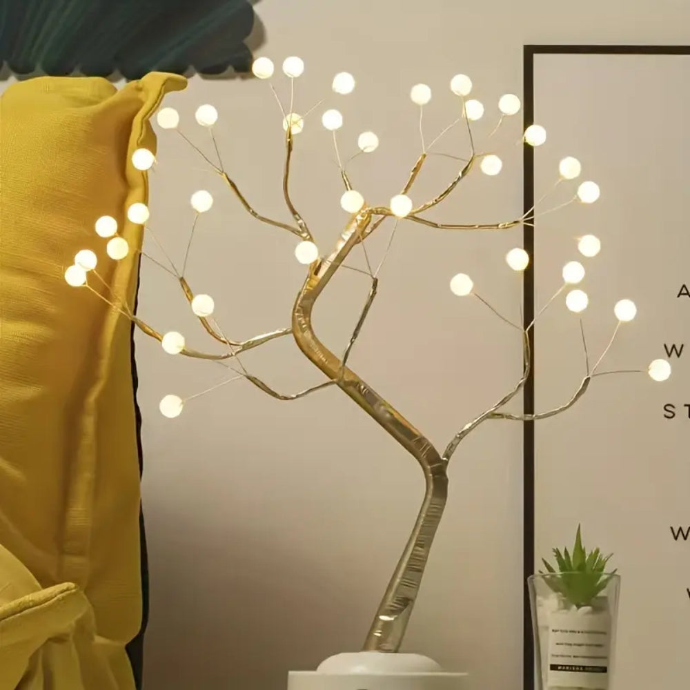 LED Table Tree Night Light – Desktop LED Lamp for Home Decoration, Warm White Light, USB Powered