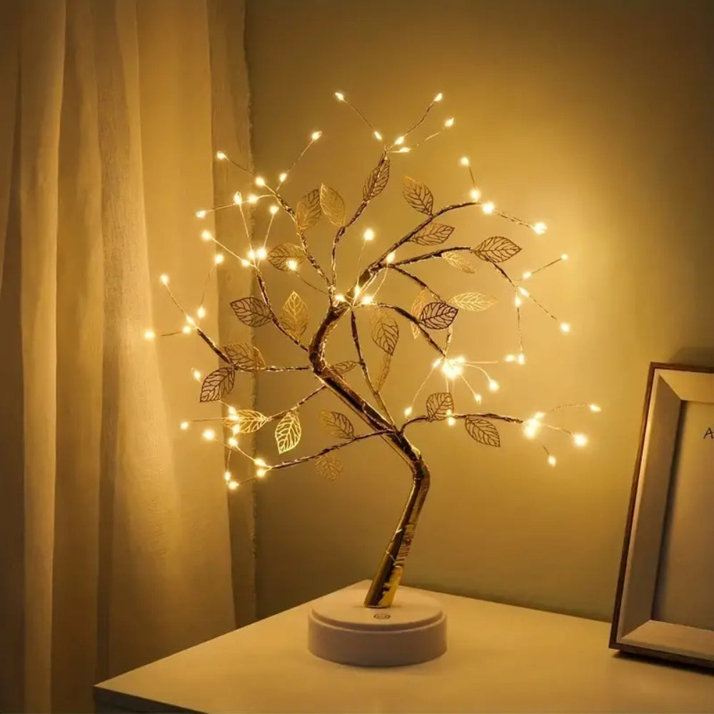 LED Table Tree Night Light – Desktop LED Lamp for Home Decoration, Warm White Light, USB Powered