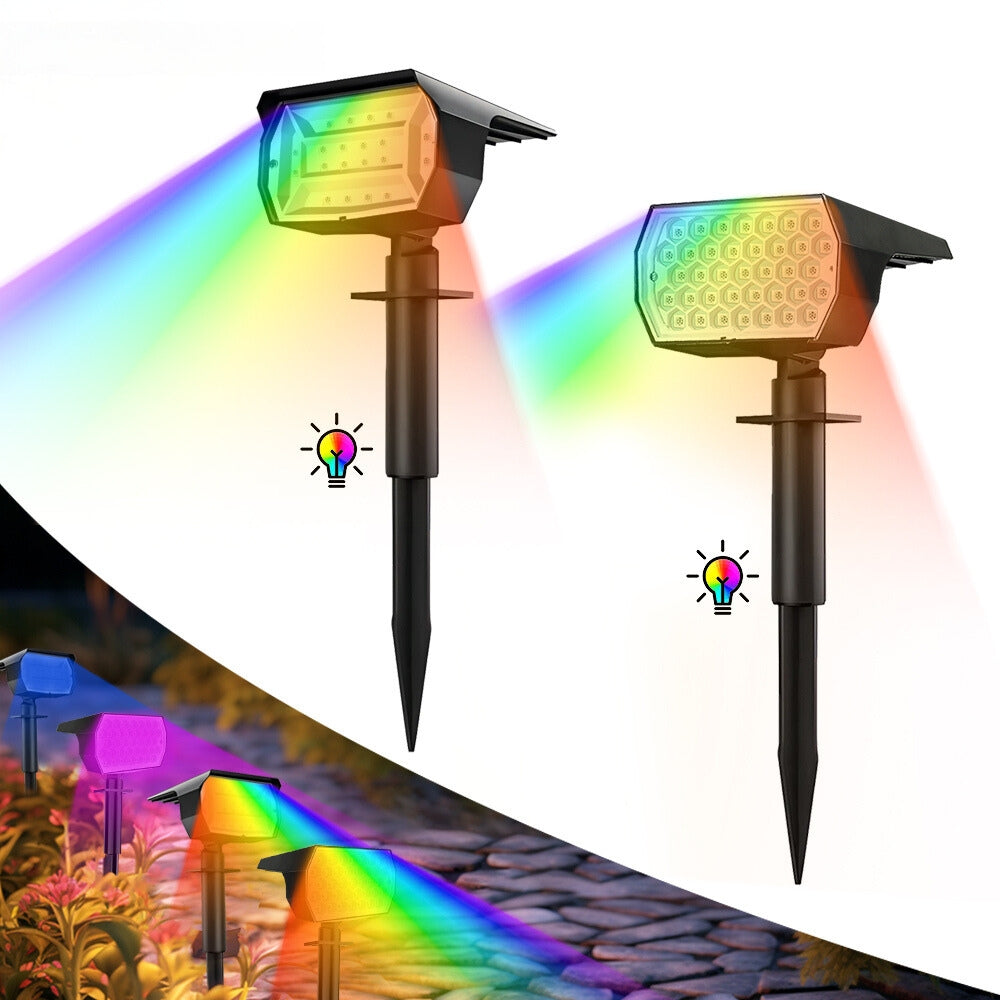 RGB Solar Landscape Spotlight - Outdoor Solar-Powered Wall Lights, Waterproof and Energy-Efficient