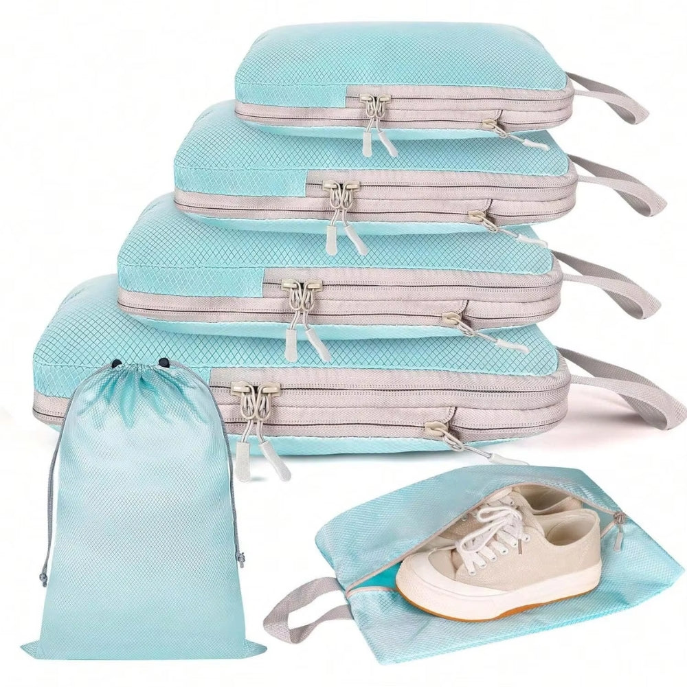 6-Set Compression Packing Cubes – Travel Storage Bags & Luggage Organizers