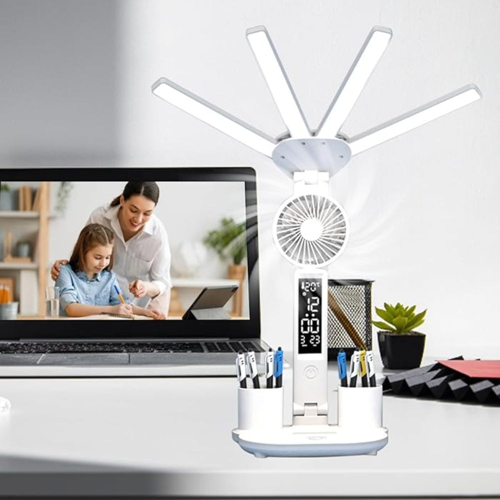 Multifunction LED Table Lamp Four Headed Folding Reading Lamp