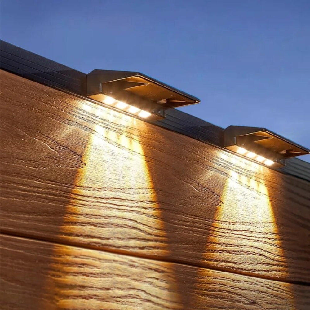 2-Pack LED Solar Wall Lights – Outdoor Waterproof Solar Fence Lighting for Gardens & Pathways