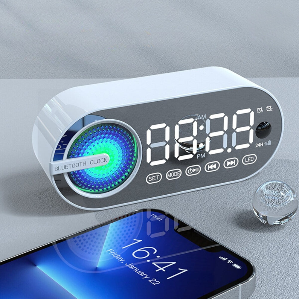 Large Display RGB Bluetooth Speaker Alarm Clock with TWS