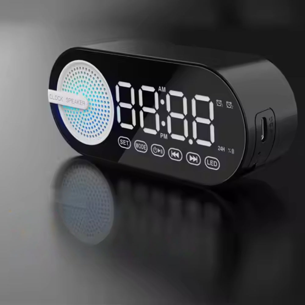 Large Display RGB Bluetooth Speaker Alarm Clock with TWS