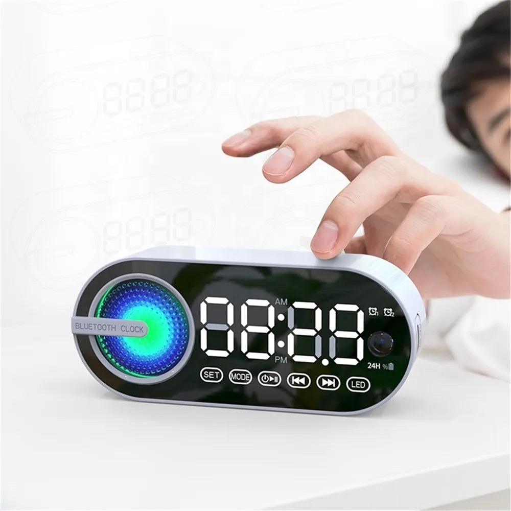 Large Display RGB Bluetooth Speaker Alarm Clock with TWS