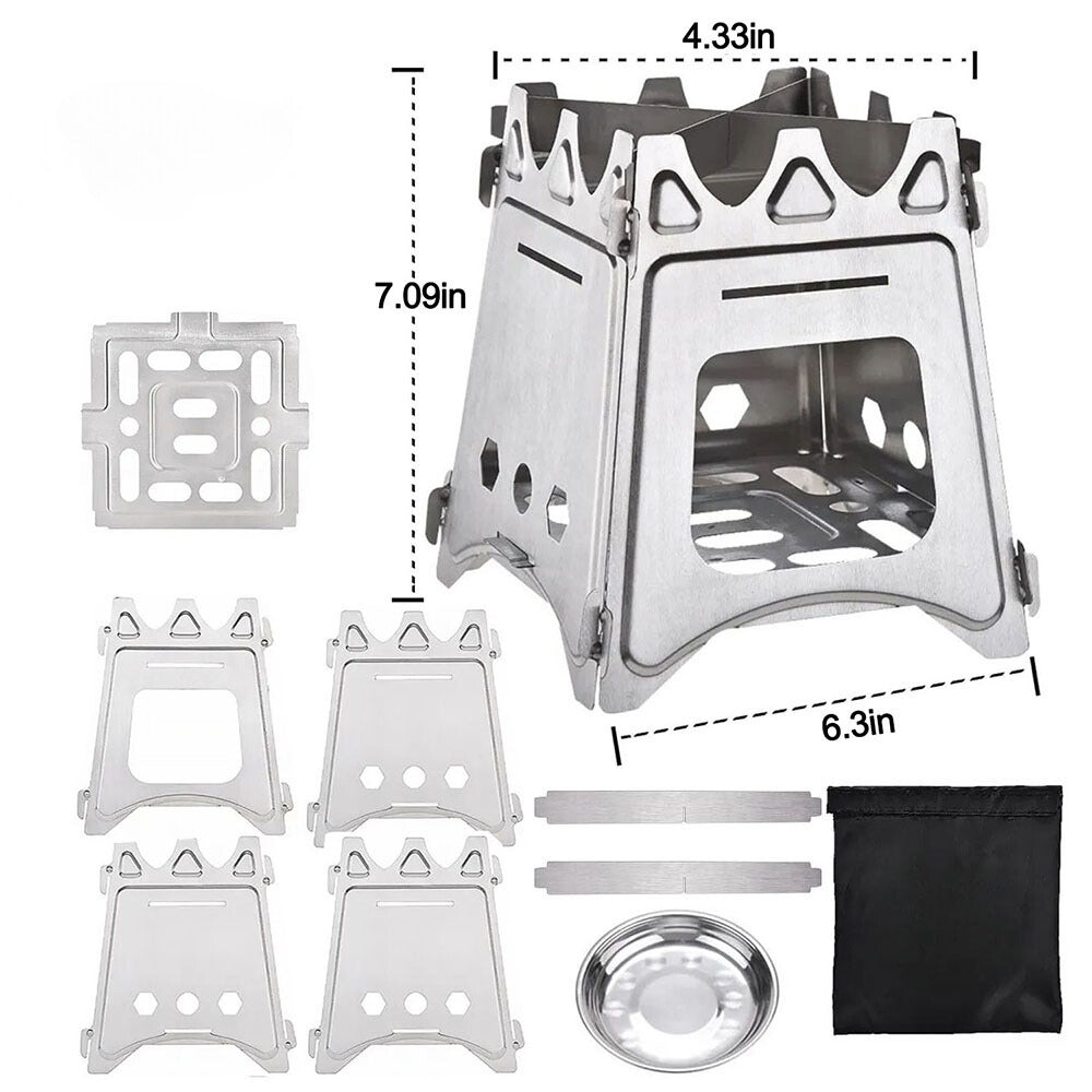 Portable Lightweight Camping Wood Stove with Stainless Steel Foldable