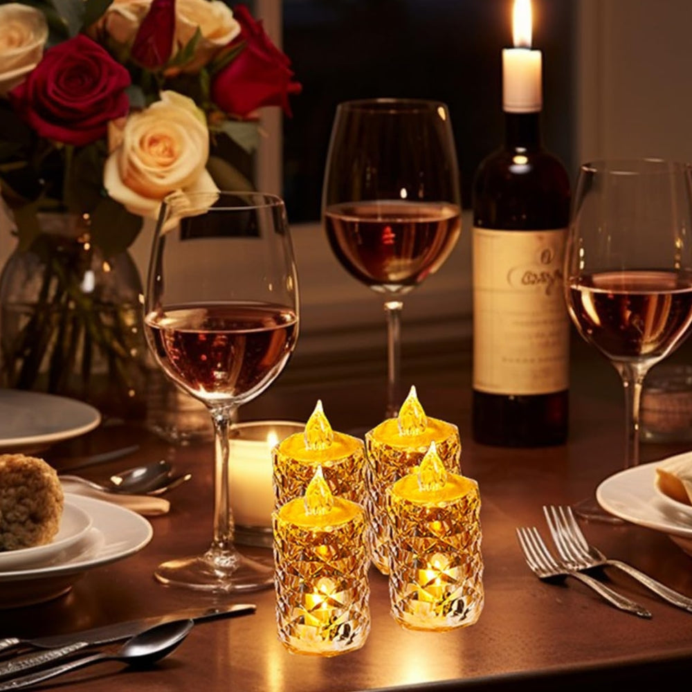 Crystal Candles LED Light Transparent Flameless Lantern Night Lamp Battery Powered