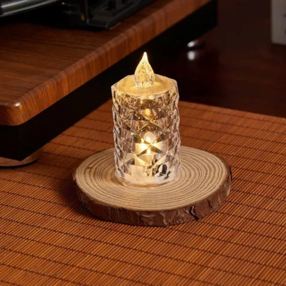 Crystal Candles LED Light Transparent Flameless Lantern Night Lamp Battery Powered