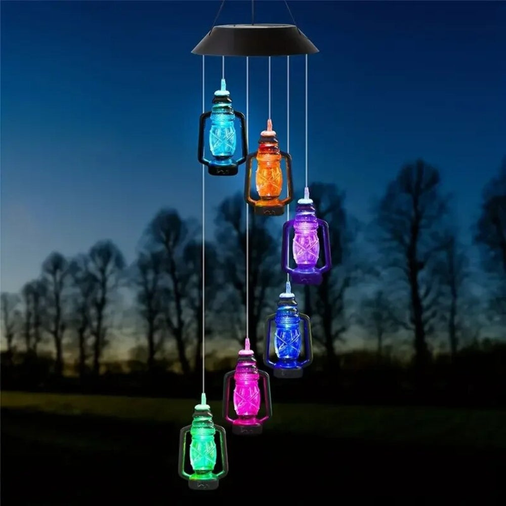 Retro Solar Wind Chime Lamp – Kerosene-Style Courtyard Light