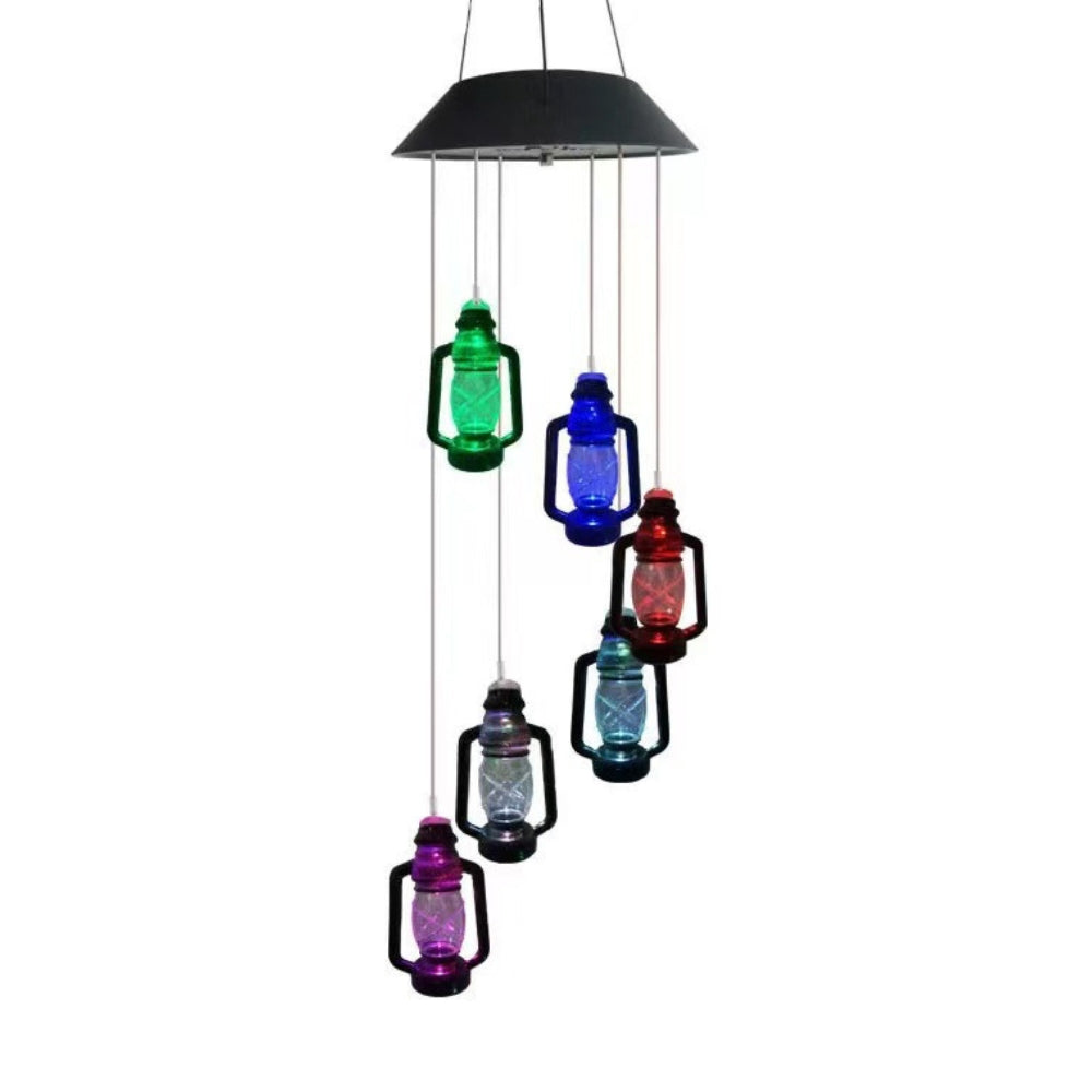 Retro Solar Wind Chime Lamp – Kerosene-Style Courtyard Light