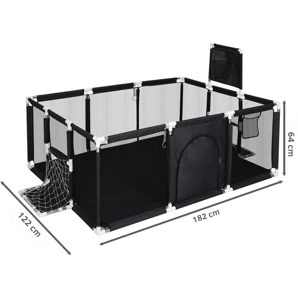 Large Baby Playpen with 100 Balls and Basketball Hoop for Kids Indoor & Outdoor