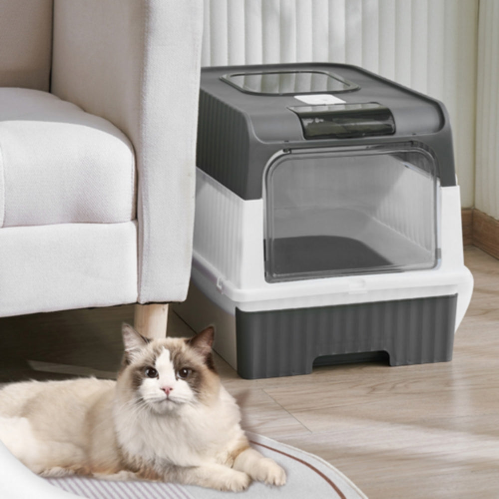 Large Cat Litter Box with Drawer and Anti-Splash Design