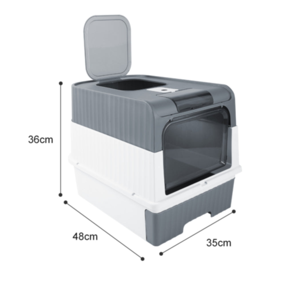 Large Cat Litter Box with Drawer and Anti-Splash Design