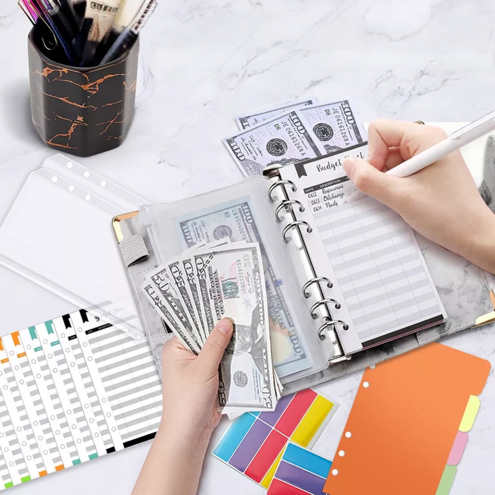 A6 Budget Binder Wallet Planner Cash Organizer with Envelopes